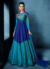 Blue And Sea Green Colour Latest Fancy Designer Festive Wear Soft Tapeta Morvi Silk with inner Embroidery Work Gown Collection 175